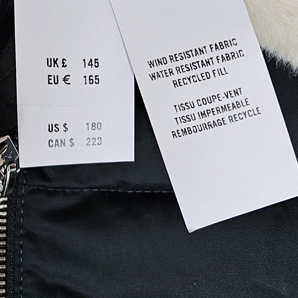 Abercrombie & Fitch Vegan Fur Collar Mini Quilted Ultra Puffer BLACK Outerwear - Picture 9 of 15